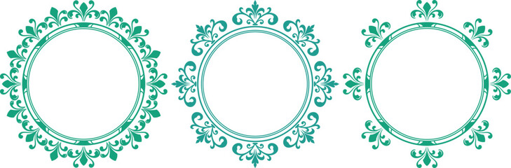 set of decorative cirlce frame vector illustration
