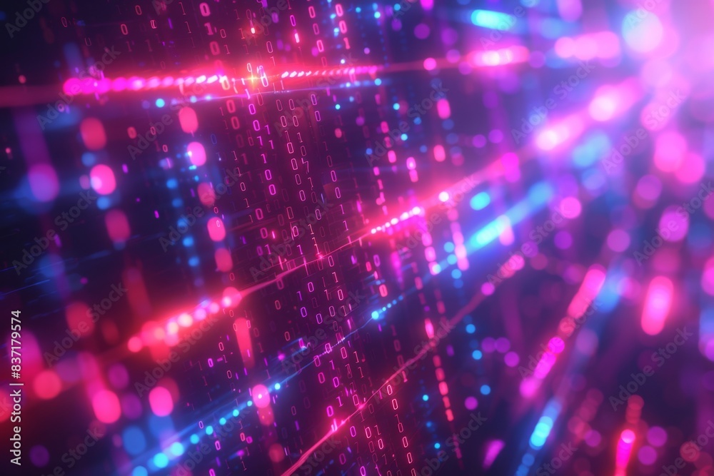 Wall mural digital binary technology background created with generative ai