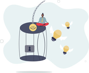 Free your mind and let creativity idea and imagination fly, mindfulness thinking, break free to get solution for business problem .flat vector illustration.
