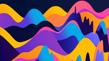A vibrant and eye-catching visual inspired by pop art, where undulating stock charts are presented as waves in vibrant colors, symbolizing dynamism and emotional involvement in the trading process.