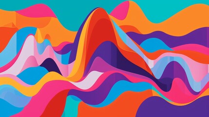 Fototapeta premium A vibrant and eye-catching visual inspired by pop art, where undulating stock charts are presented as waves in vibrant colors, symbolizing dynamism and emotional involvement in the trading process -