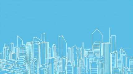 Abstract contour sketch of a cityscape, simple lines on blue background --no text, titles --ar 16:9 --quality 0.5 --stylize 0 Job ID: ef274f1a-afe5-492e-9296-e2546a0c57b8