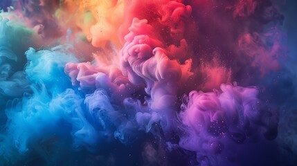 Fototapeta premium Soft gradient of colorful hues merging into a dreamy and abstract smoky texture, providing a visually engaging and ethereal background for creative designs.