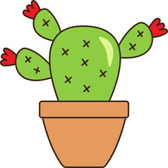 Cactus, potted plant icon.