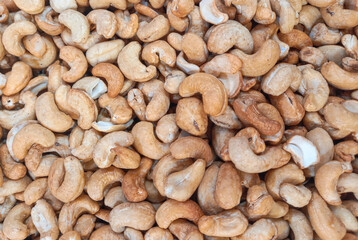 Roasted cashew nuts background