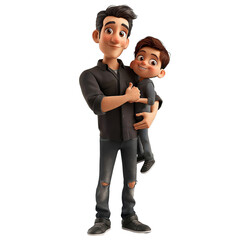 Fototapeta premium man holding child in his arms, father holding his son in his arms, Father's Day