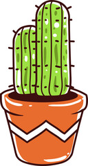Cactus, potted plant icon.