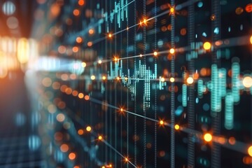 Glowing Lights Illuminate Data Wall