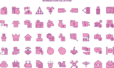 a set of business icons in outline fill style