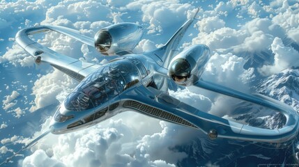 Fototapeta premium Airplane of a beautiful Transportation with futuristic design