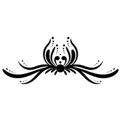 Floral swirl decorative divider line shaped like a flower. Flourish floral text separator 