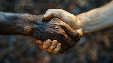 Close-Up of Diverse Hands Shaking in Unity, Symbolizing Friendship, Partnership, and Cooperation Across Cultures and Races
