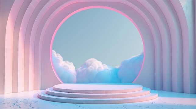 An empty podium with customizable branding space, ideal for highlighting ozone-friendly products or campaigns during World Ozone Day events