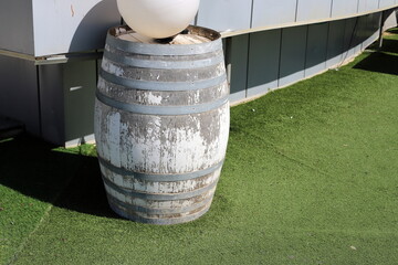 Two hundred -liter barrel for storing and transporting liquids.