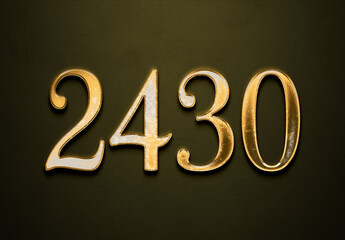 Old gold effect of 2430 number with 3D glossy style Mockup.	