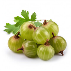 Bunch of green gooseberries, natural fresh berry food for healthy nutrition.