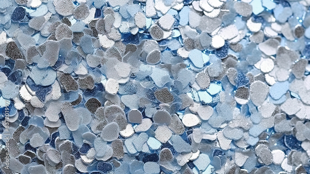 Poster abstract shiny background with blue glitter waves. scattered confetti sparkles with light blue color