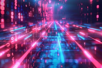 Digital Binary Technology Background created with Generative AI