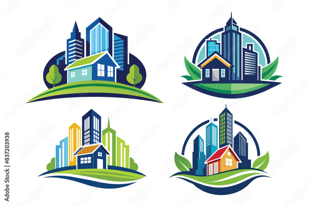 Wall mural logo-featuring-a-modern-skyscraper-alongs .eps