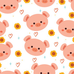 seamless pattern cute cartoon pig. cute animal wallpaper for textile, gift wrap paper