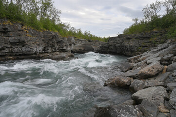 Sweden landscape canyon river Abiskojakka