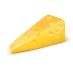 A piece of yellow cheese. Vector illustration isolated on white background.