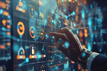 Businessman effectively managing time using virtual calendar for appointments and reminders