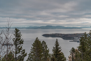View over the city Trondheim from the Vattakammen.