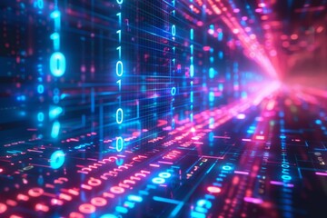 Obraz premium Digital Binary Technology Background created with Generative AI