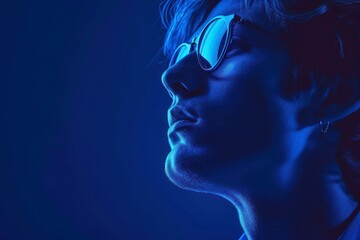 Fototapeta premium Photo of a developer with neon lights