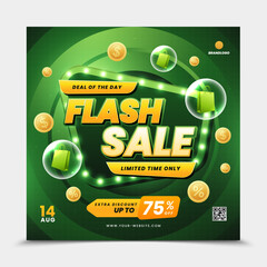 Promotion Sale Ad green banner flash sale background
