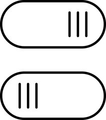 Set of toggle icons. Toggle switch line icon. Switch on and off slider. Switch Button Icon for Devices User Interface. Isolated Vector illustration.