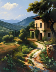 Naklejka premium villa in the mountains