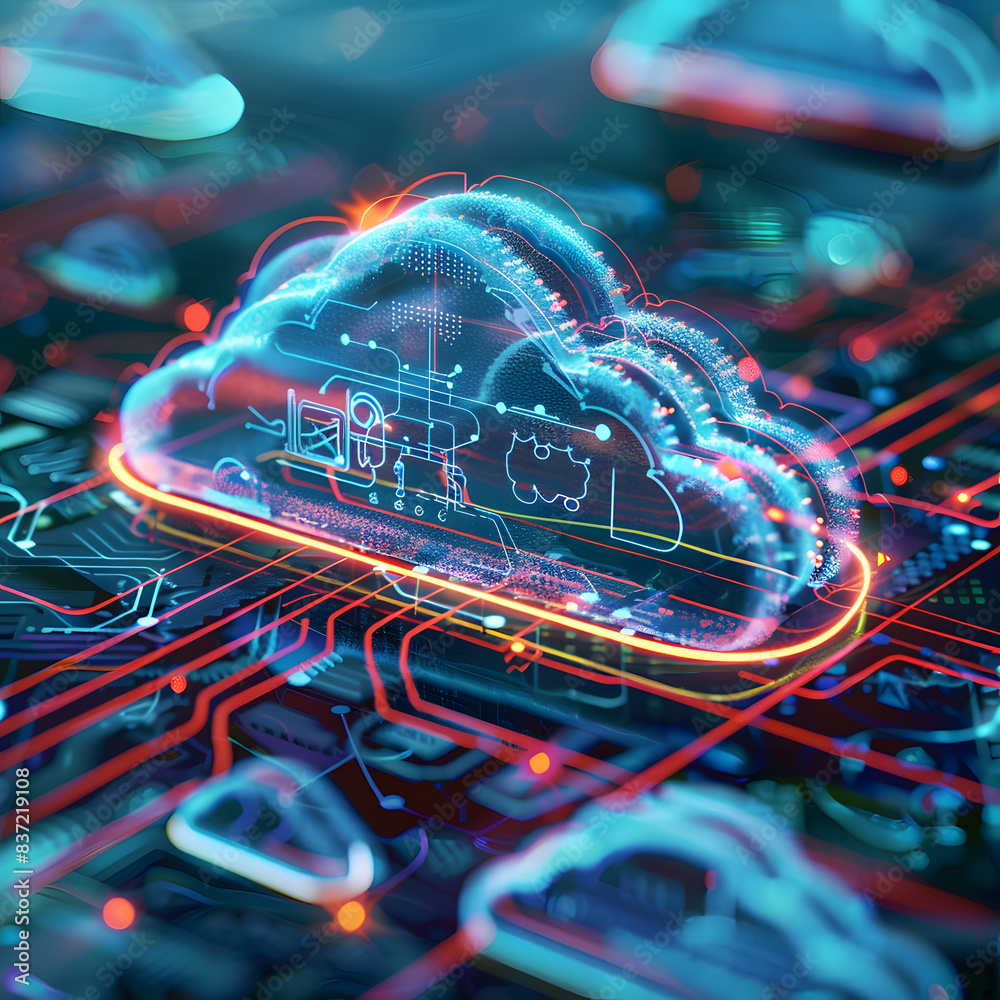 Poster cloud computing concept.abstract cloud connection technology background design.