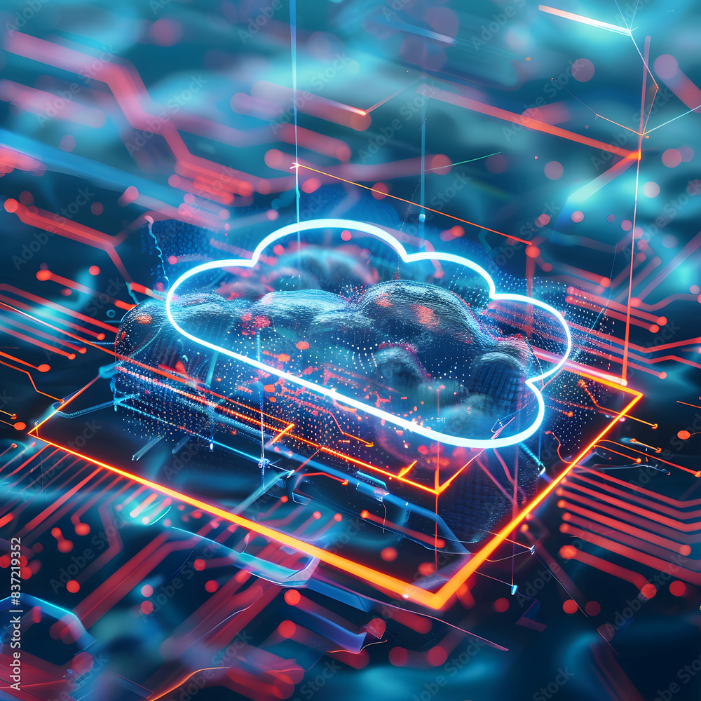 Poster cloud computing concept.abstract cloud connection technology background design.