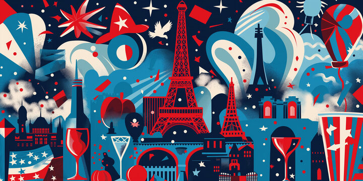 Bastille Day in Pop Art: Eiffel Tower in Vibrant Colors