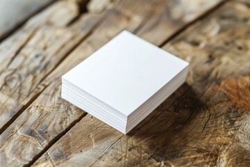 Fototapeta premium Blank business cards on wooden table. Mockup for branding identity