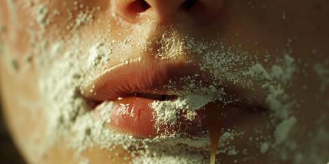 Fototapeta premium The sticky residue of drugs, lining a user's nostrils, hiding their addiction from view.