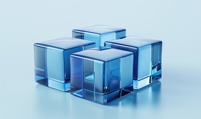 Obraz premium blue ice cubes on white background.
