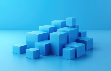 Obraz premium Abstract background with blue cubes.
