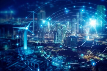 Obraz premium Advancing Energy Sustainability with the Smart Grid, IoT, Technology Concept, Background