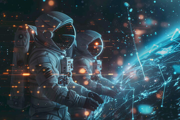 Astronauts exploring a holographic data universe