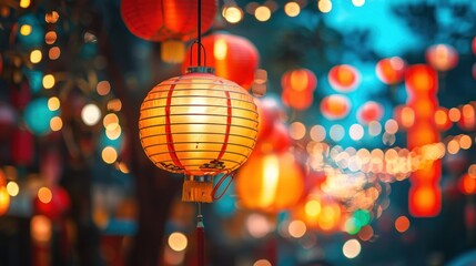 A vibrant display of colorful lanterns during the Chinese New Year celebration.