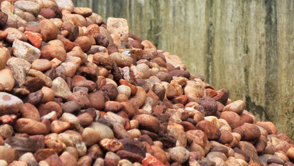 A pile of brown cobblestones