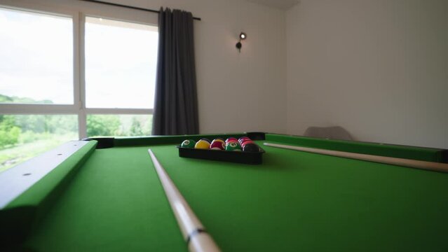 Modern Game Room with Pool Table - Powered by Adobe