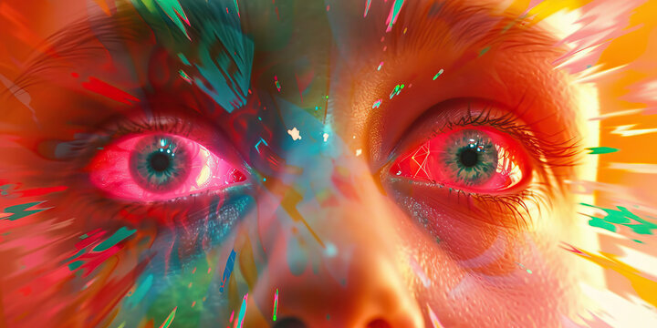 The alluring Dance of drugs. A person eyes sparkle.