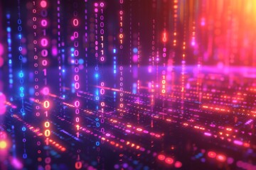 Digital Binary Technology Background created with Generative AI
