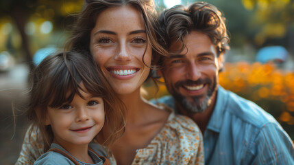 Obraz premium Family Portrait. Woman, man and child