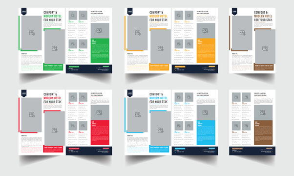 Hotel Flyer. Technical Data Sheet layout template. Product Catalogue & modern a4 product catalog design template, Minimalist product brochure template design, corporate flyer, business flyer, catalog