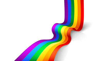 Rainbow ribbon, lgbt flag, line color, festival day. Vector